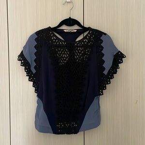 Blue shirt sleeves 100% silk